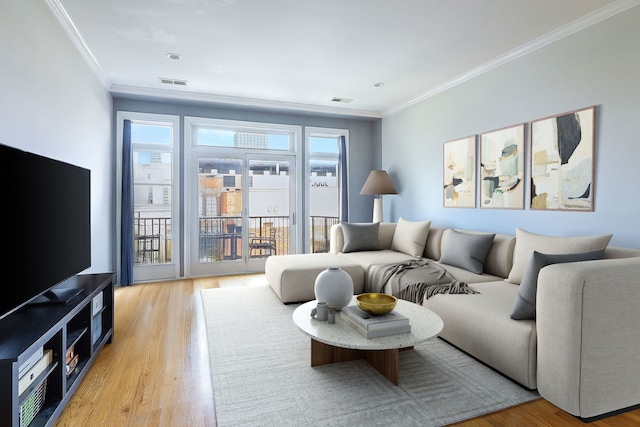 1355 W Washington Blvd Unit 4A, Chicago, IL 60607 - living area featuring ornamental molding and light wood finished floors