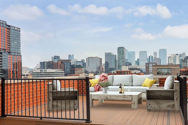 1355 W Washington Blvd Unit 4A, Chicago, IL 60607 - deck with a view of skyline and outdoor lounge area