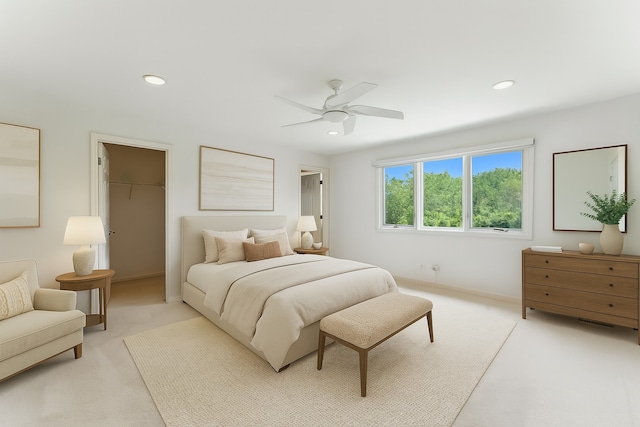 2471 Augusta Way, Highland Park, IL 60035 - bedroom featuring light colored carpet, recessed lighting, a spacious closet, ceiling fan, and a closet