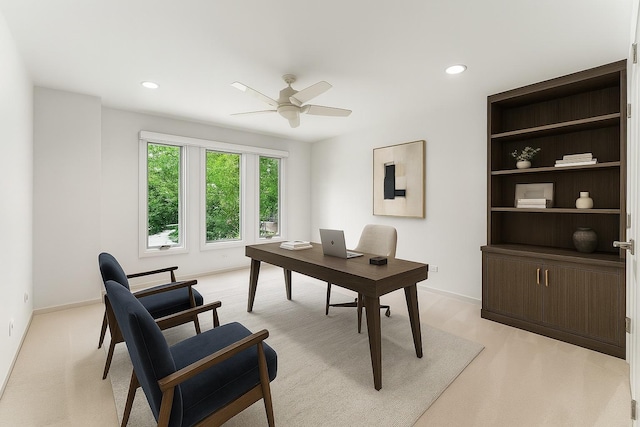 2471 Augusta Way, Highland Park, IL 60035 - office featuring a ceiling fan, recessed lighting, and light colored carpet