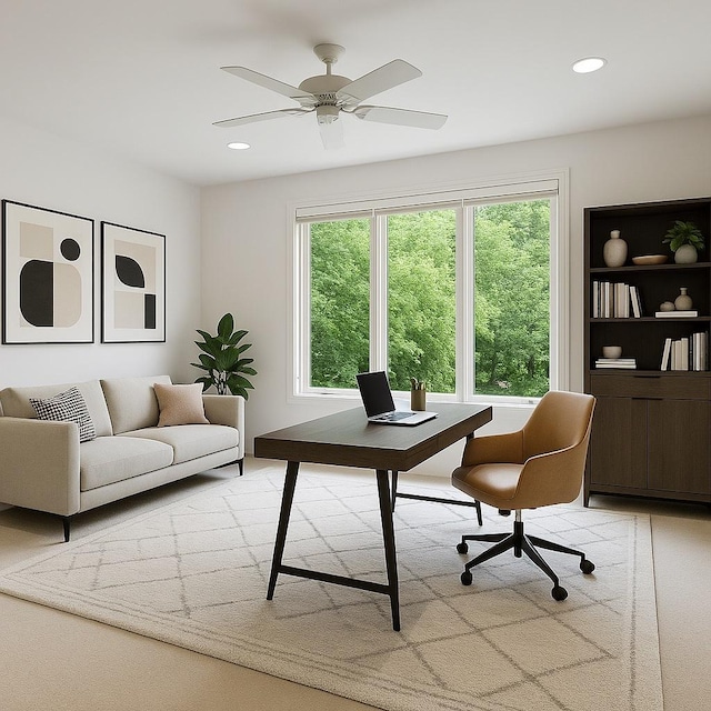 2471 Augusta Way, Highland Park, IL 60035 - home office with ceiling fan and recessed lighting
