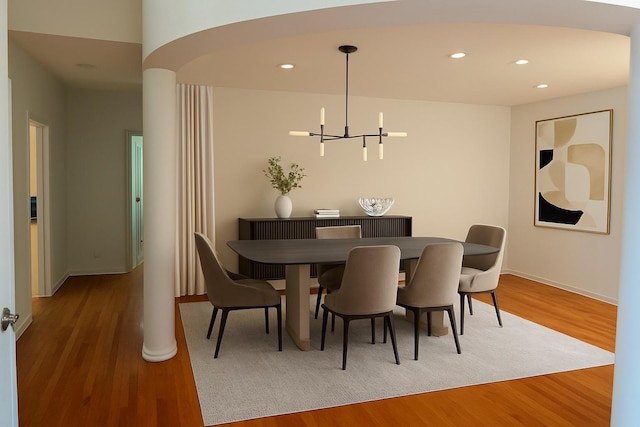 2471 Augusta Way, Highland Park, IL 60035 - dining room featuring wood finished floors, a chandelier, and recessed lighting