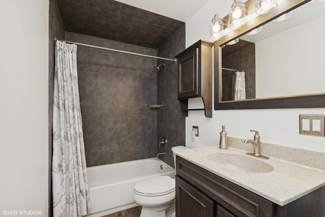 261 E Camden Ln, Round Lake Beach, IL 60073 - full bath with vanity, shower / bath combination with curtain, toilet, and wood finished floors