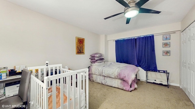 6833 N Kedzie Ave Unit 716, Chicago, IL 60645 - bedroom featuring a closet, carpet floors, and a ceiling fan