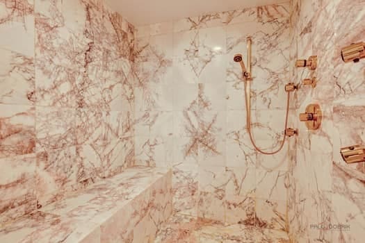 detailed view of a tile shower