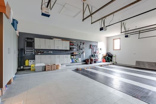 garage with a garage door opener