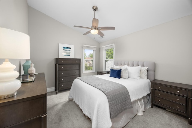 1795 Vermont Dr Unit A, Elk Grove Village, IL 60007 - bedroom featuring light carpet, lofted ceiling, and ceiling fan