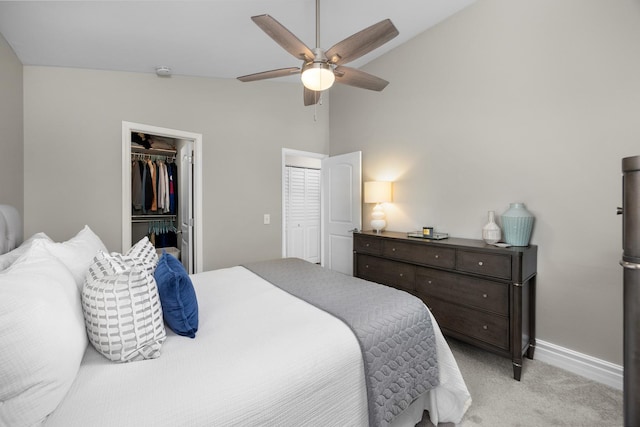1795 Vermont Dr Unit A, Elk Grove Village, IL 60007 - bedroom featuring light colored carpet, ceiling fan, and high vaulted ceiling