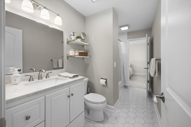 1795 Vermont Dr Unit A, Elk Grove Village, IL 60007 - full bathroom with vanity, tile patterned floors, and a shower with shower curtain