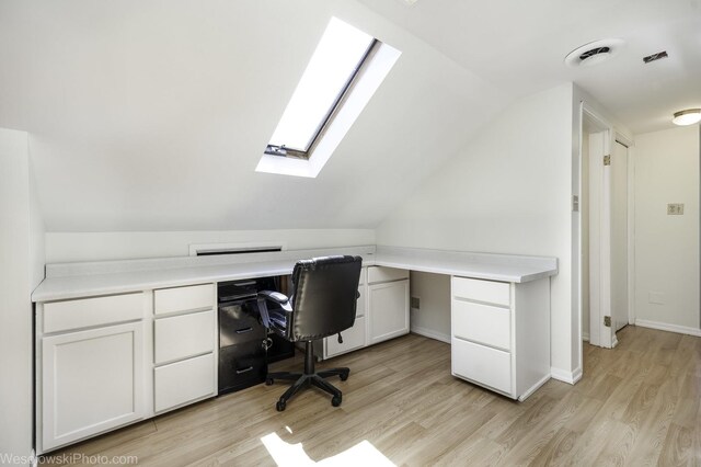 4024 N Overhill Ave, Norridge, IL 60706 - office featuring a skylight, vaulted ceiling, and light wood-type flooring