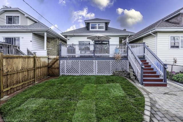 4024 N Overhill Ave, Norridge, IL 60706 - back of house featuring a fenced backyard, a wooden deck, roof with shingles, and stairs