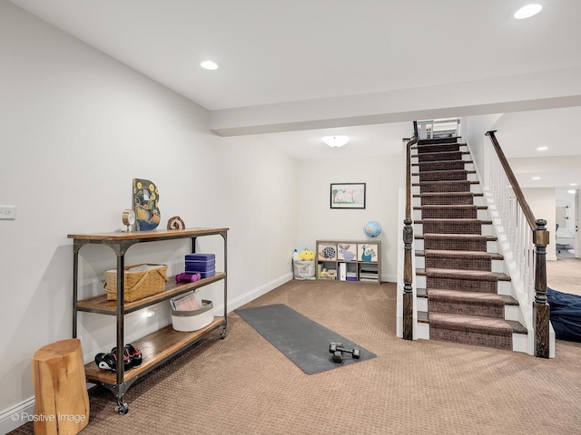 195 N Park Blvd, Glen Ellyn, IL 60137 - workout area with carpet flooring and recessed lighting