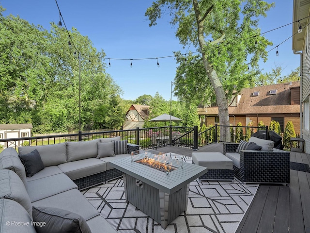 195 N Park Blvd, Glen Ellyn, IL 60137 - deck featuring an outdoor living space with a fire pit