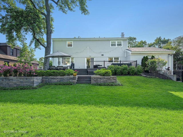 195 N Park Blvd, Glen Ellyn, IL 60137 - back of house with a wooden deck and a yard