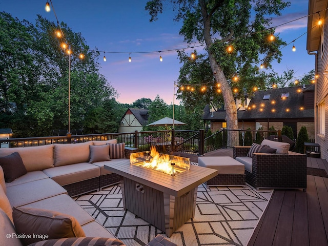 195 N Park Blvd, Glen Ellyn, IL 60137 - deck with an outdoor living space with a fire pit and a patio area