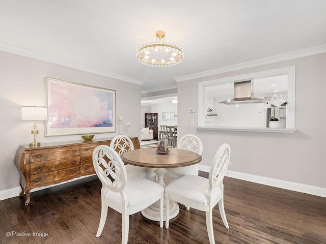 195 N Park Blvd, Glen Ellyn, IL 60137 - dining area with a chandelier, ornamental molding, and wood finished floors