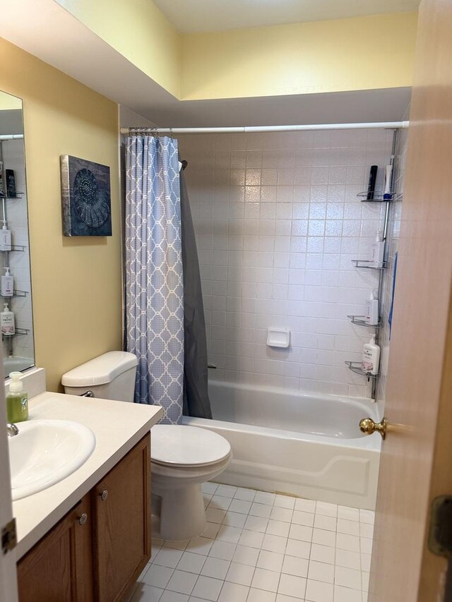 1742 Victor Ter, Gurnee, IL 60031 - bathroom with tile patterned floors, vanity, toilet, and shower / bathtub combination with curtain