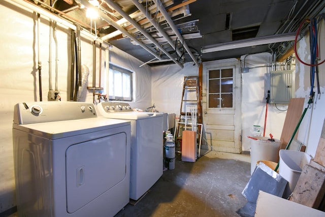 laundry area featuring independent washer and dryer and electric panel