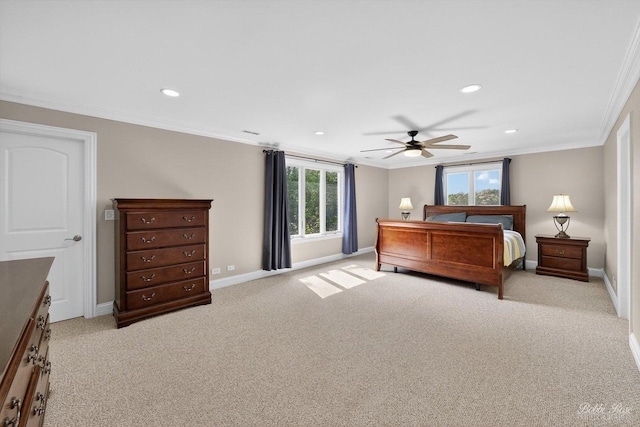 1714 Il Route 173, Spring Grove, IL 60081 - bedroom with multiple windows, light carpet, recessed lighting, baseboards, and crown molding