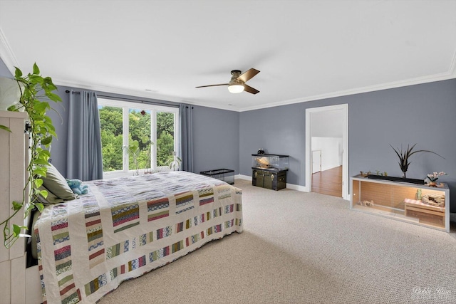 1714 Il Route 173, Spring Grove, IL 60081 - bedroom featuring crown molding, carpet flooring, baseboards, and ceiling fan