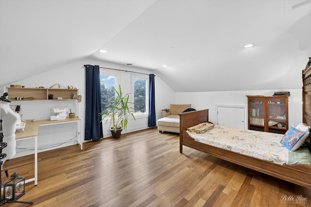 1714 Il Route 173, Spring Grove, IL 60081 - bedroom with vaulted ceiling, wood finished floors, and recessed lighting