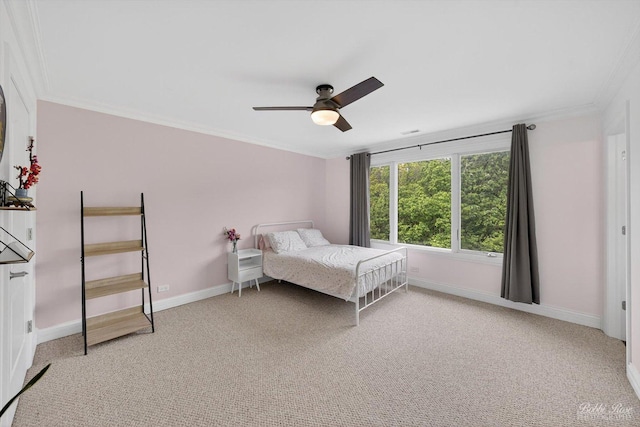1714 Il Route 173, Spring Grove, IL 60081 - bedroom with crown molding, light colored carpet, baseboards, and a ceiling fan