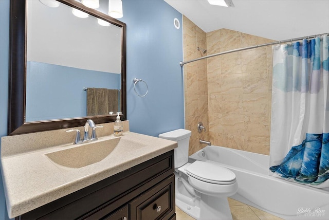 1714 Il Route 173, Spring Grove, IL 60081 - bathroom with toilet, shower / bath combination with curtain, vanity, and tile patterned flooring