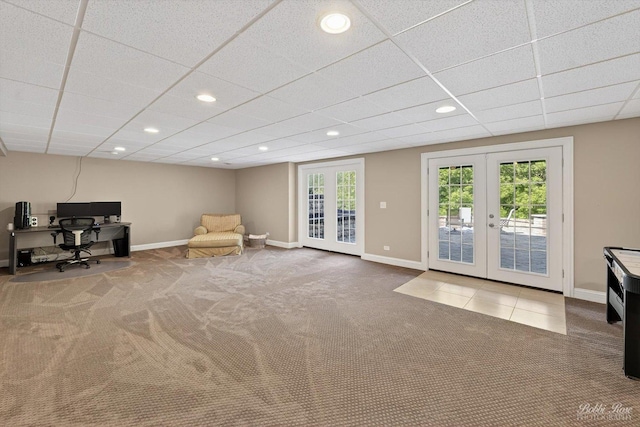 1714 Il Route 173, Spring Grove, IL 60081 - office featuring french doors, carpet flooring, baseboards, and recessed lighting