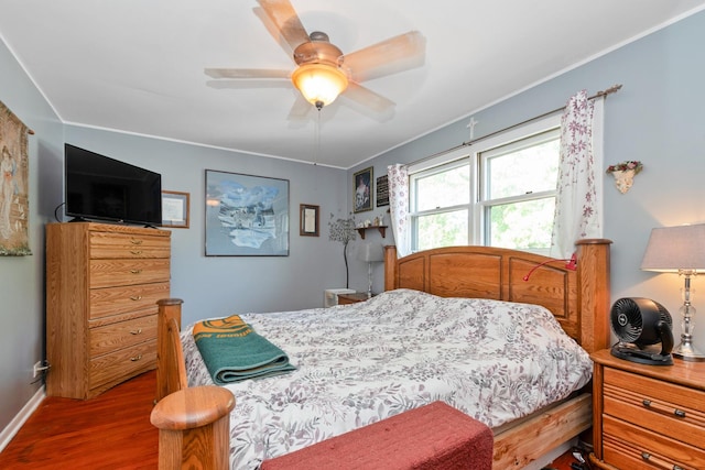 14447 Kolin Ave, Midlothian, IL 60445 - bedroom featuring wood finished floors, crown molding, and a ceiling fan