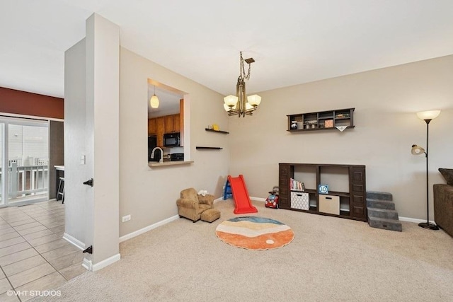 2031 Concord Dr Unit 2031, Mchenry, IL 60050 - game room featuring a chandelier and carpet