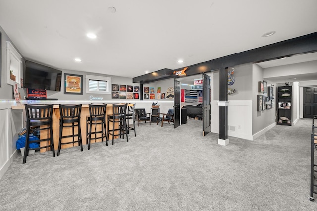 1125 Oxford Cir, Sycamore, IL 60178 - indoor wet bar featuring carpet floors and recessed lighting