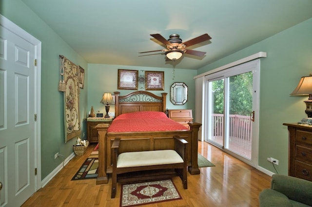 5 Spyglass Ct, Naperville, IL 60563 - bedroom featuring access to exterior, light wood-style floors, baseboards, and a ceiling fan