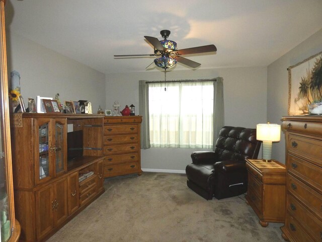 502 Silver Falls St, Joliet, IL 60431 - sitting room featuring a ceiling fan, carpet floors, and baseboards