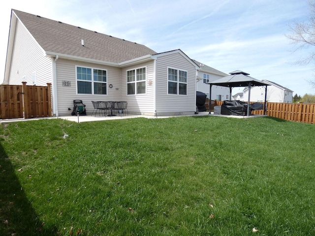 502 Silver Falls St, Joliet, IL 60431 - back of house with a gazebo, a patio area, and a shingled roof