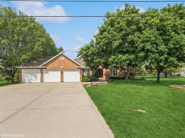 1520 Grant St, Schaumburg, IL 60193 - view of front of home featuring brick siding, a front yard, and a garage