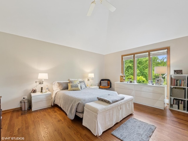 1520 Grant St, Schaumburg, IL 60193 - bedroom with wood finished floors, lofted ceiling, and ceiling fan