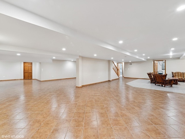 1520 Grant St, Schaumburg, IL 60193 - living area with stairway, recessed lighting, and light tile patterned floors