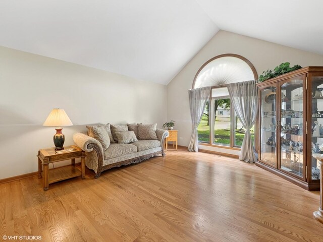 1520 Grant St, Schaumburg, IL 60193 - living room featuring light wood-style floors and high vaulted ceiling