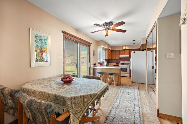 17007 Westwood Ct, Orland Hills, IL 60487 - dining room with ceiling fan and light wood finished floors