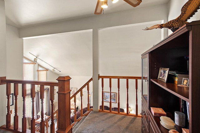17007 Westwood Ct, Orland Hills, IL 60487 - staircase with ceiling fan and carpet floors