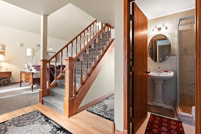 17007 Westwood Ct, Orland Hills, IL 60487 - staircase with wood finished floors