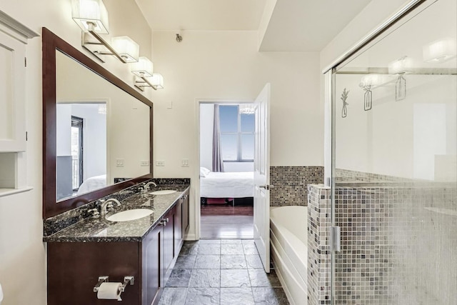 1464 S Michigan Ave Unit 1609, Chicago, IL 60605 - ensuite bathroom featuring a bath, double vanity, and a shower with shower door