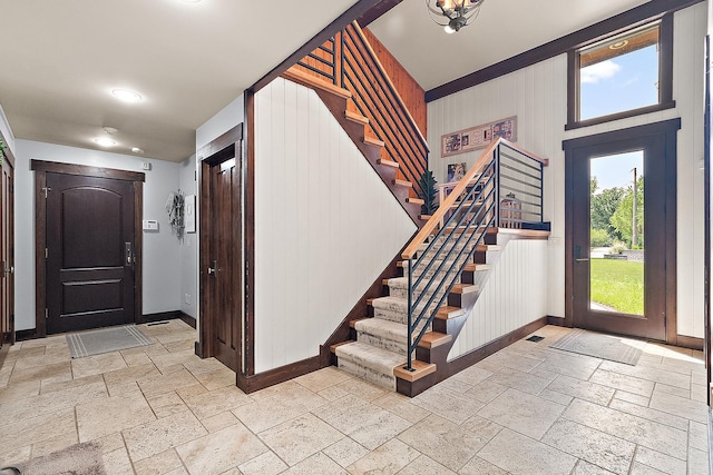 2500 Wahoo Ct, Morris, IL 60450 - foyer entrance featuring stone tile flooring and stairway