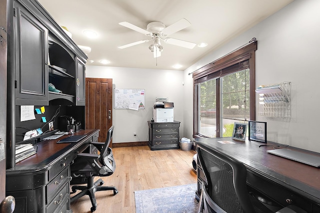 2500 Wahoo Ct, Morris, IL 60450 - office area with ceiling fan, light wood-style flooring, and recessed lighting