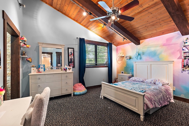 2500 Wahoo Ct, Morris, IL 60450 - carpeted bedroom with wood ceiling and a ceiling fan