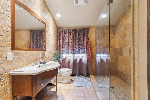 2500 Wahoo Ct, Morris, IL 60450 - full bathroom with vanity, tiled shower, and recessed lighting