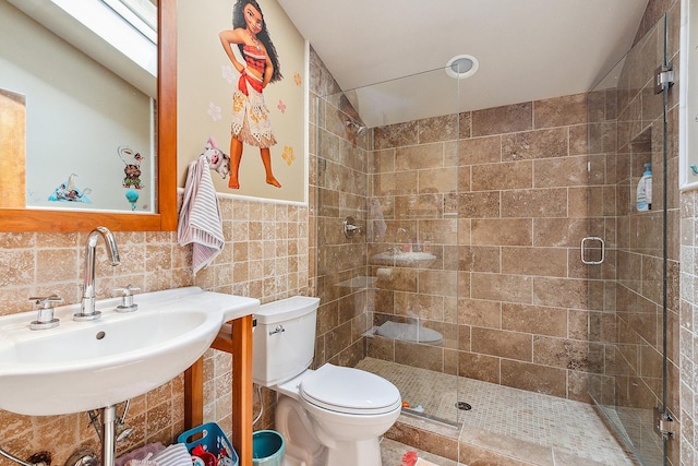 2500 Wahoo Ct, Morris, IL 60450 - bathroom with tile walls and a stall shower