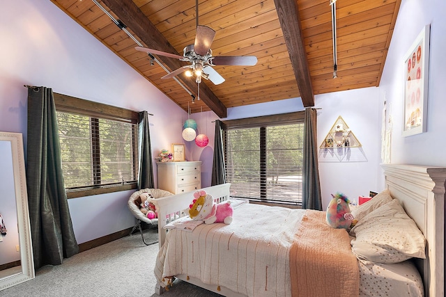 2500 Wahoo Ct, Morris, IL 60450 - carpeted bedroom with wood ceiling and ceiling fan