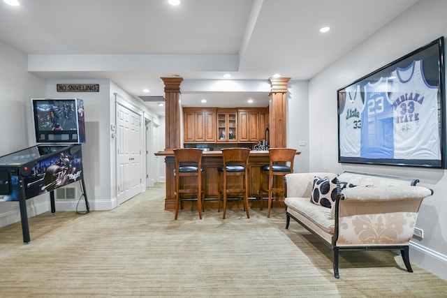 2123 N Bissell St, Chicago, IL 60614 - indoor bar with recessed lighting, baseboards, and ornate columns