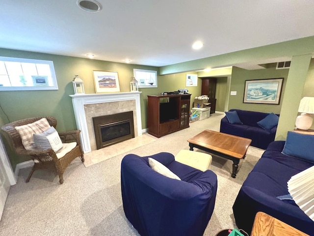 10043 S Artesian Ave, Chicago, IL 60655 - carpeted living room featuring a tile fireplace